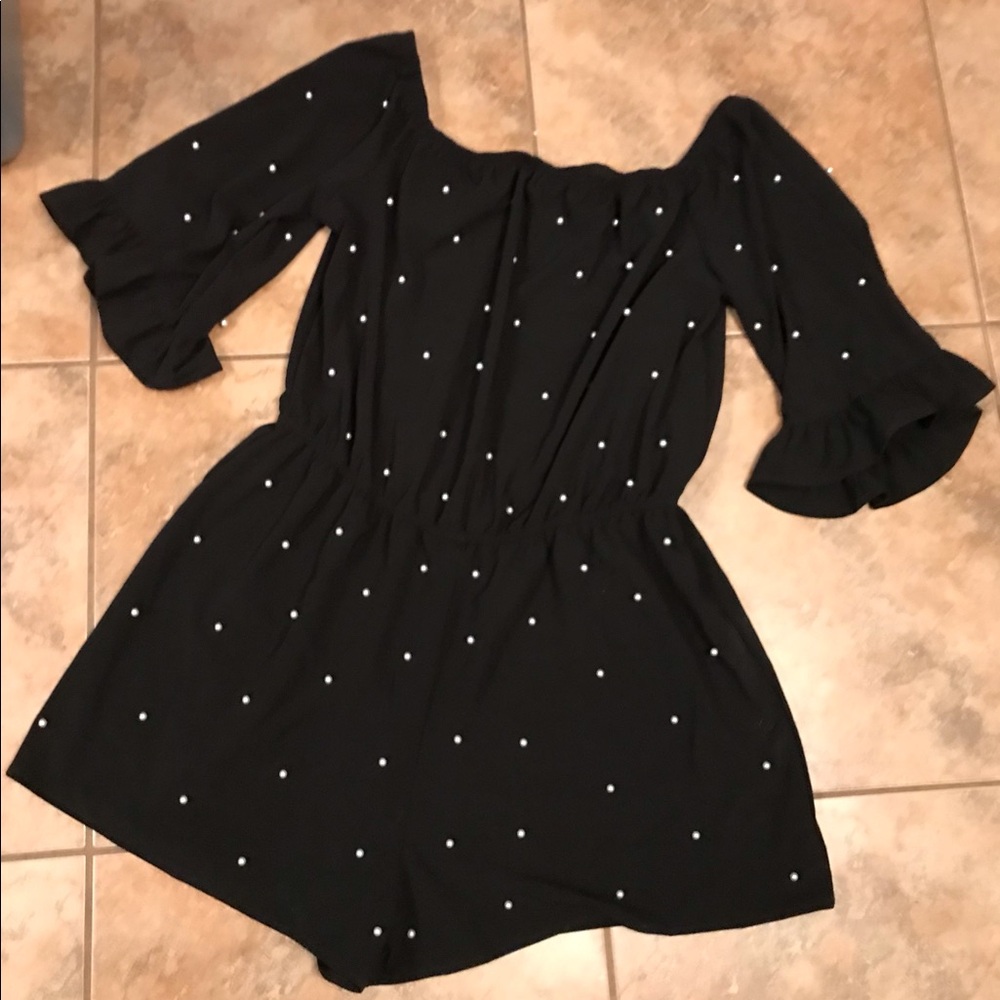 1XL Fashion Nova Black Pearl Paradise Romper  1X